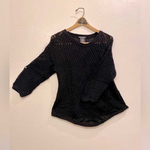 Chelsea & Theodore black open knit sweater - Picture 2 of 8